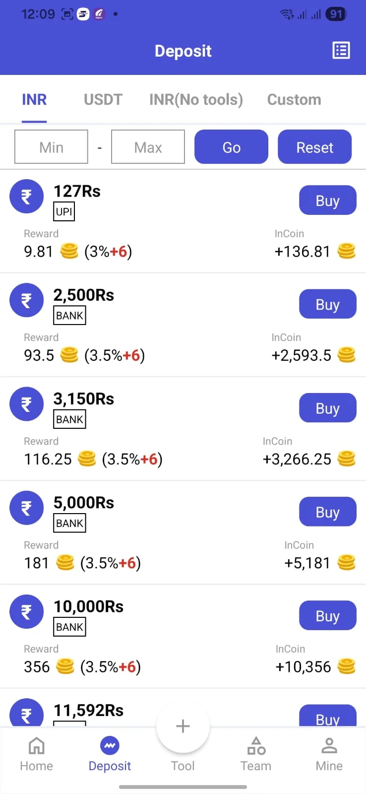 InCoinPay Deposit